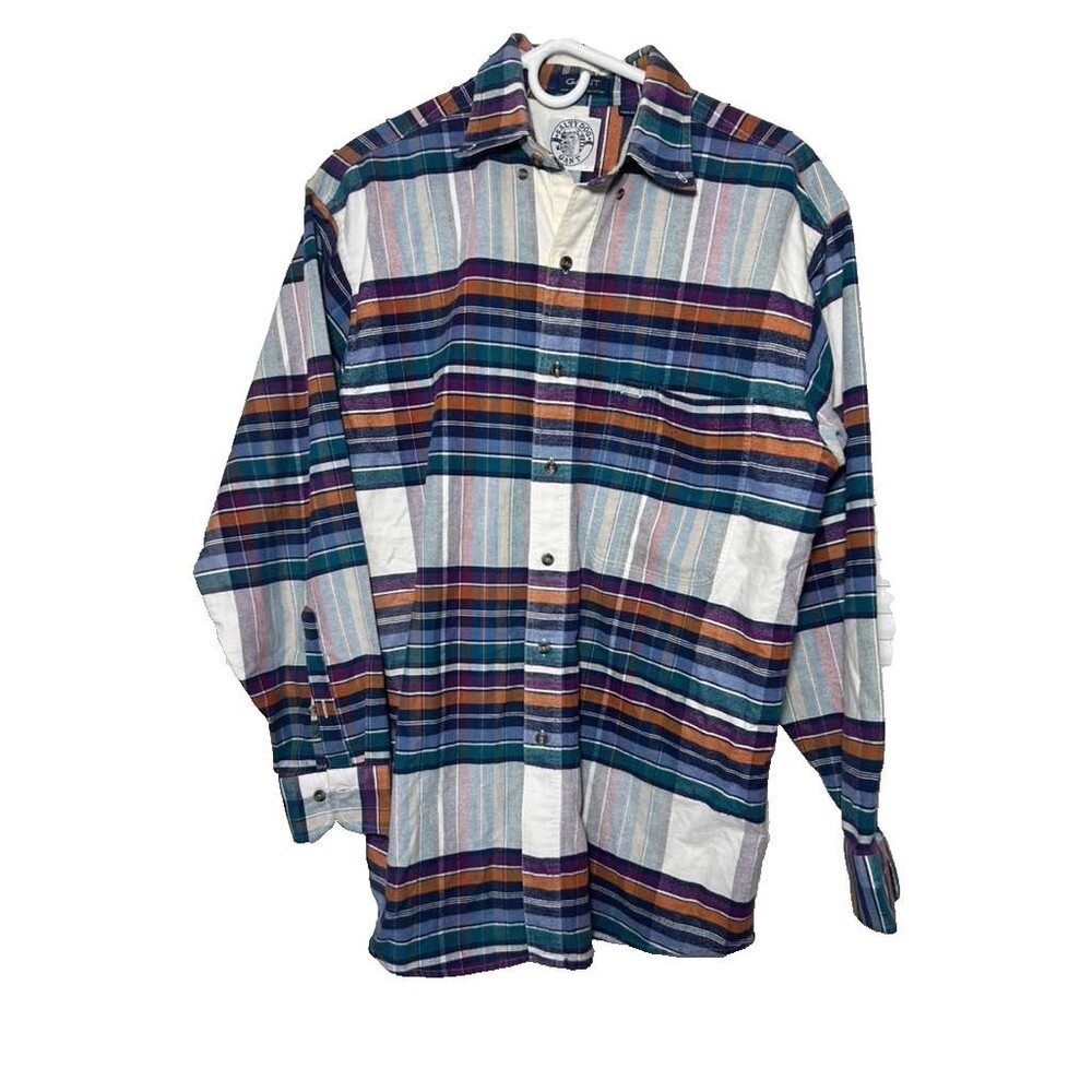 Gant Vintage Salty Dog Button Down Shirt Men's Medium Plaid Cotton Colorful